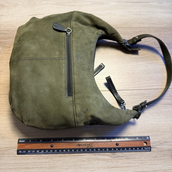 Stone Mountain Olive Suede Hobo Bag with Leather Accents - Picture 12 of 15